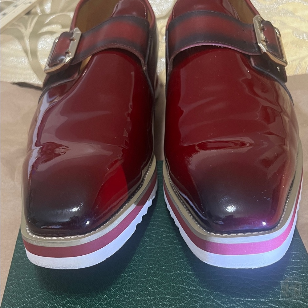Carucci Red Patent Monk Strap- Size 12- Red & White Hybrid Sole EUC - Picture 12 of 12